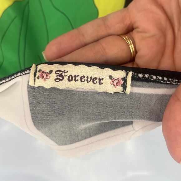 Vintage Forever Y2K Halter Top Sz L Daisy Retro Hippie Pinup 90s Ruched Babydoll - Picture 8 of 9